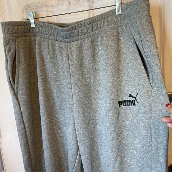 NEW PUMA JOGGER SWEATPANTS GRAY CASUAL WARM TAPERED PULL ON POCKET UNISEX XXL - Picture 6 of 8